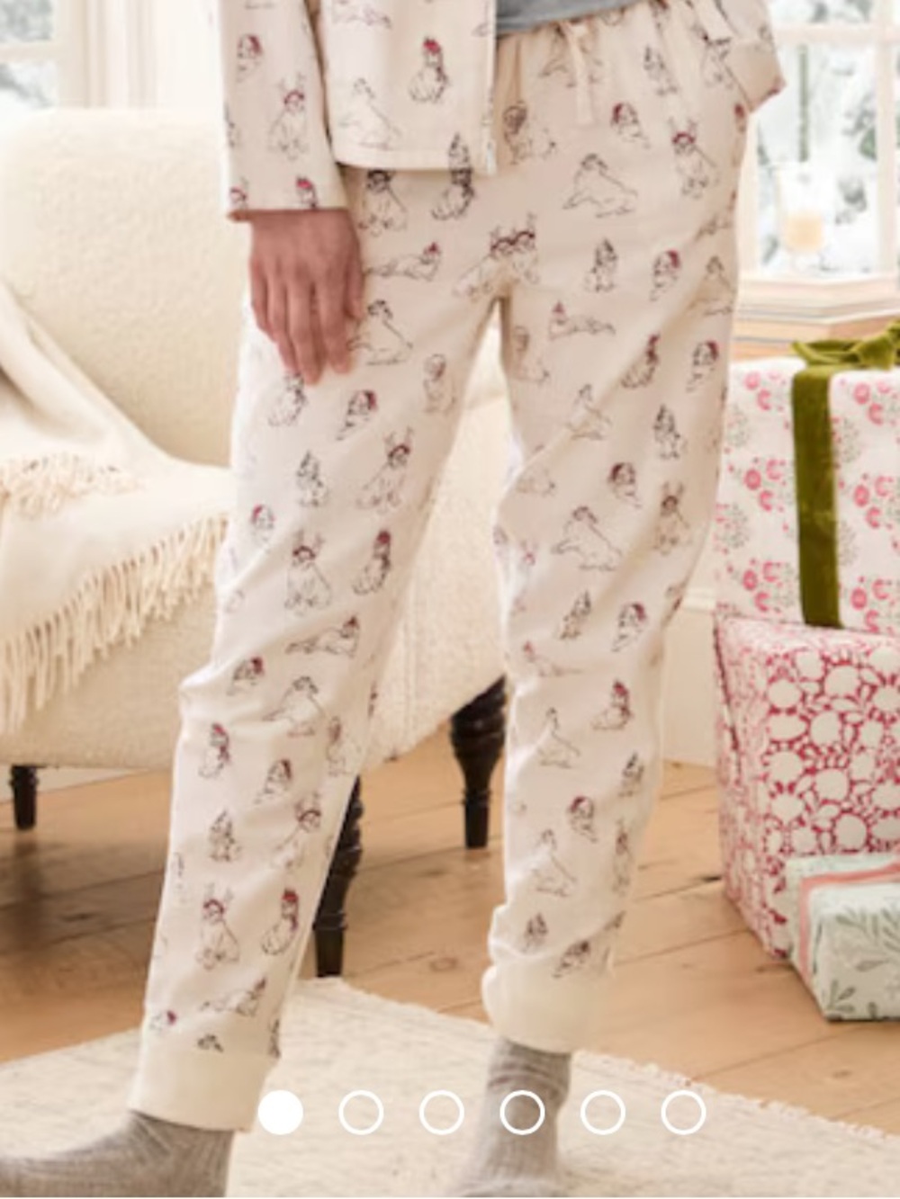Garnet Hill Organic cotton Pajama joggers Pants - Holly Jolly Pets